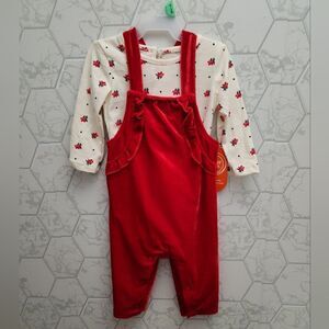 New Baby Girl Christmas Overall and Bodysuit Outfit